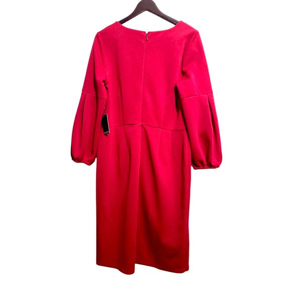 Eloquii Red V Neck Long Sleeve Dress NWT - Picture 2 of 5